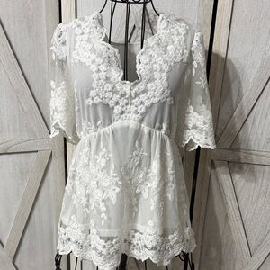 Chic White Lace Blouse